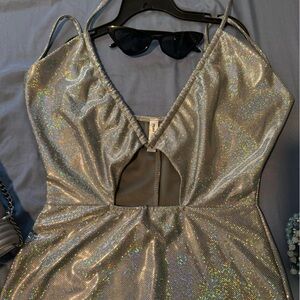 Holographic dress cute short party dress club dress